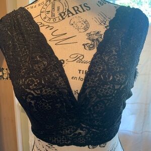 Vintage Henson Knickernick Women’s Small Black Lace Bralette Wide Shoulders